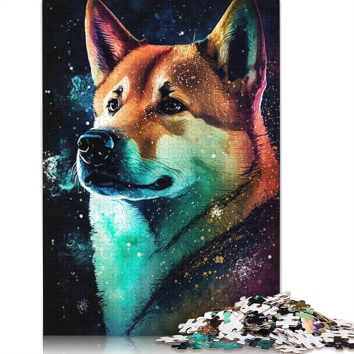 Puzzle 1000 Teile für Erwachsene, buntes Graffiti-Shiba-Inu-Puzzle, Puzzle für Erwachsene, Kartonpuzzle, Spielzeug, Denkspiel, 38 x 26 cm von LiJianXXXB