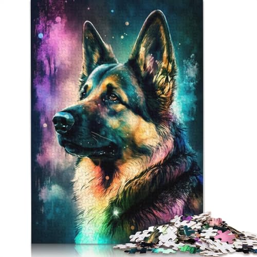 Puzzle 1000 Teile für Erwachsene, buntes Schäferhund-Graffiti, Puzzles für Erwachsene, Kartonpuzzle, Spielzeug, Denkspiel, 38 x 26 cm von LiJianXXXB