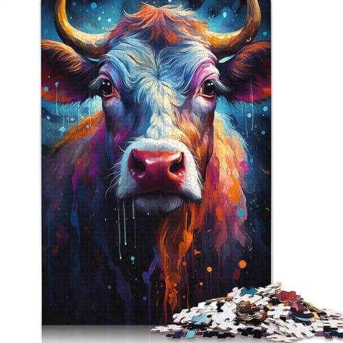 Puzzle 1000 Teile für Erwachsene, buntes psychedelisches Kuh-Puzzle für Erwachsene, Karton-Puzzle-Spielzeug, Wanddekoration, Größe 38 x 26 cm von LiJianXXXB