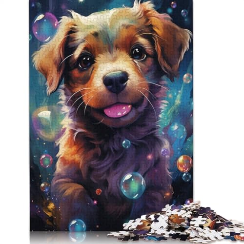 Puzzle 1000 Teile für Erwachsene, farbenfrohe Psychedelie mit süßen kosmischen Welpen, Puzzle für Erwachsene und Kinder, Holzpuzzle, Lernspiel, Herausforderungsspielzeug, Größe 75 x 50 cm von LiJianXXXB