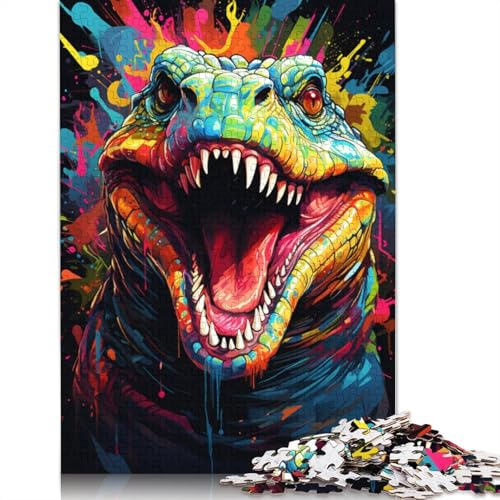 Puzzle 1000 Teile für Erwachsene, farbenfrohes Gemälde, Krokodil-Puzzle für Erwachsene, Holzpuzzle, Spielzeug, Wanddekoration, Größe 75 x 50 cm von LiJianXXXB