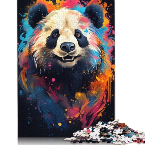 Puzzle 1000 Teile für Erwachsene, farbenfrohes psychedelisches Gemälde, Panda-Puzzle für Erwachsene, Holzpuzzle, Spielzeug, Wanddekoration, Größe 75 x 50 cm von LiJianXXXB