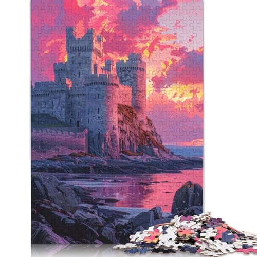 Puzzle 1000 Teile für Erwachsene, farbiges Castell Caernarfon Puzzle, Kartonpuzzle, Puzzle für Erwachsene, Geschenke 38 x 26 cm von LiJianXXXB