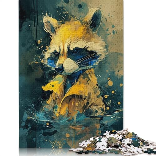 Puzzle 1000 Teile für Erwachsene, süßer Kleiner gelber Waschbär, Kartonpuzzle, tolles Geschenk für Erwachsene, 38 x 26 cm von LiJianXXXB