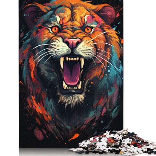 Puzzle 1000 Teile für Erwachsene Die farbenfrohe Psychedelia des Weltraumtigers, Puzzle für Erwachsene, Holzpuzzle, Spielzeug, Wanddekoration, Größe 75 x 50 cm von LiJianXXXB