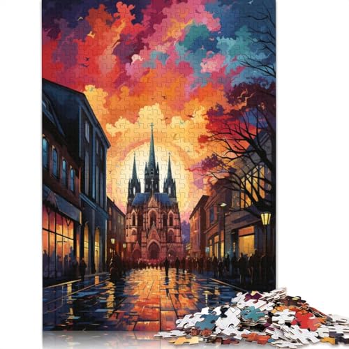 Puzzle 1000 Teile für Erwachsene Die farbenfrohe Psychedelie des Kölner Doms, Puzzle für Erwachsene, Kartonpuzzle, Spielzeug, Wanddekoration, Größe 38 x 26 cm von LiJianXXXB