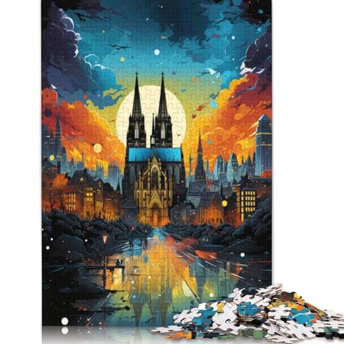 Puzzle 1000 Teile für Erwachsene Die farbenfrohe Psychedelie des Kölner Doms, Puzzle für Erwachsene, Kartonpuzzle, Spielzeug, Wanddekoration, Größe 38 x 26 cm von LiJianXXXB