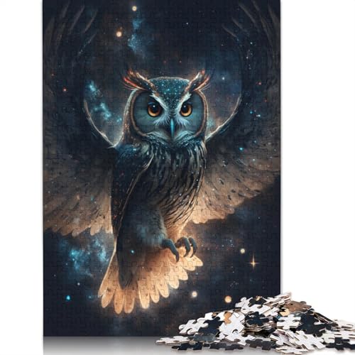 Puzzle 1000 Teile für Erwachsene Eulen-Galaxie-Puzzles für Erwachsene Papppuzzles für Familienspaß und Spieleabende Größe: 38 x 26 cm von LiJianXXXB