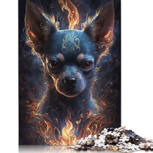 Puzzle 1000 Teile für Erwachsene Feuertier Chihuahua Puzzle für Kinder Holzpuzzle Lernspiele für Erwachsene und Kinder Größe: 75x50cm von LiJianXXXB