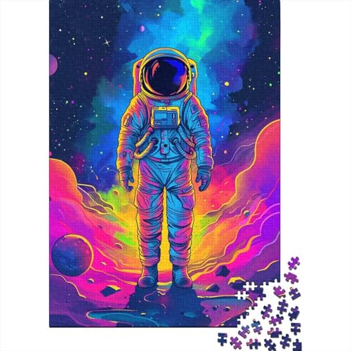 Puzzle 1000 Teile für Erwachsene Neon-Astronauten-Puzzle für Erwachsene Holzbrett-Puzzle Herausforderndes Spiel Größe: 75x50cm von LiJianXXXB