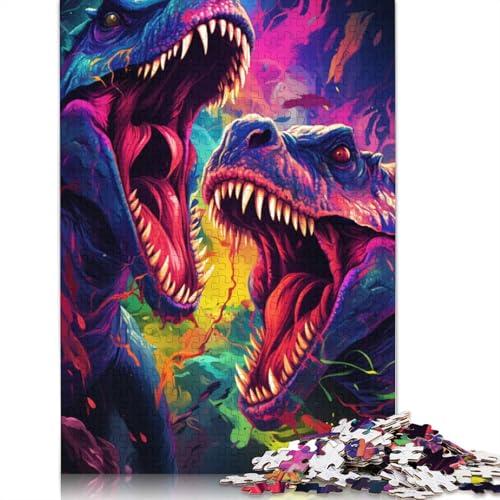 Puzzle 1000 Teile für Erwachsene Tyrannosaurus Rex beißt Sich gegenseitig 12 Puzzle für Erwachsene Holzpuzzle Spielzeug Wanddekoration Größe 75x50cm von LiJianXXXB