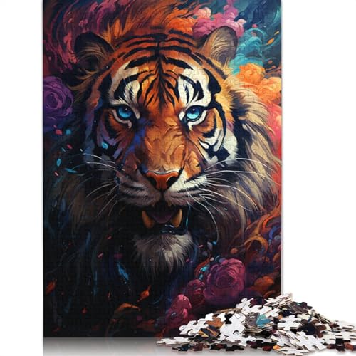 Puzzle 1000 Teile für Erwachsene Wildes Gemälde Exotischer Tiger Puzzle für Erwachsene Holzpuzzle Spielzeug Wanddekoration Größe 75x50cm von LiJianXXXB