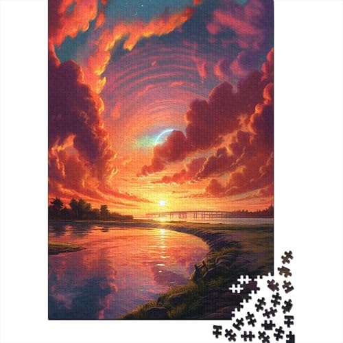 Puzzle 1000 Teile für Erwachsene und Kinder, Anime-Sonnenuntergang, Piratenschiff, Puzzle für Erwachsene, Holzpuzzle, Puzzle – anspruchsvolles Spiel (Größe 75 x 50 cm) von LiJianXXXB