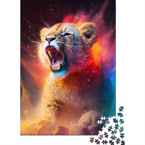 Puzzle 1000 Teile für Erwachsene und Kinder, Kunst, Bunte Löwen, Puzzle für Erwachsene, Holzpuzzle, Puzzle – anspruchsvolles Spiel (Größe 75 x 50 cm) von LiJianXXXB