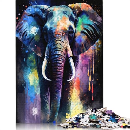 Puzzle 1000 Teile für Erwachsene und Kinder Graffiti-Tier-Elefant-Puzzle für Erwachsene Kartonpuzzles Interessantes Puzzle zur Stressreduzierung 38x26cm von LiJianXXXB