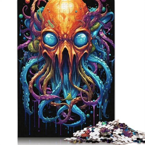 Puzzle 1000 Teile für Erwachsene und Kinder zum Ausmalen, Kraken-Puzzle für Erwachsene, Holzpuzzle, entspannendes geistiges Lernspielzeug, Größe 75 x 50 cm von LiJianXXXB