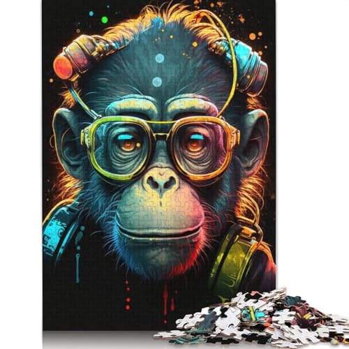 Puzzle AFFE mit Brille, 1000 Teile, Puzzle für Erwachsene, Holzpuzzle für Erwachsene und Kinder ab 12 Jahren, Spielzeug, Denkspiel, Größe: 75 x 50 cm von LiJianXXXB