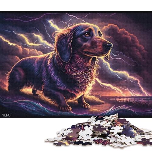 Puzzle Art Dackelhund 1000 Teile Puzzle Spielzeug Kartonpuzzle Geeignet für Kinder ab 12 Jahren Tolles Geschenk für Erwachsene 38x26cm von LiJianXXXB