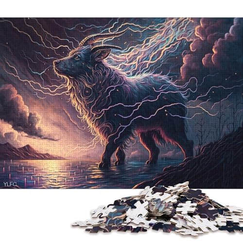 Puzzle Art Goat 1000 Teile Puzzle Spielzeug Holzpuzzle Geeignet für Kinder ab 12 Jahren Tolles Geschenk für Erwachsene 75x50cm von LiJianXXXB