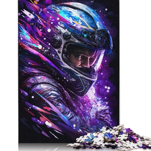 Puzzle Art Motorradrennfahrer für Erwachsene, 1000 Teile, Puzzlegeschenke, Kartonpuzzle für Erwachsene und Kinder ab 12 Jahren, Familiendekoration (Größe 38 x 26 cm) von LiJianXXXB