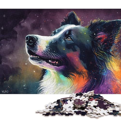 Puzzle Bunte Border Collies 1000 Teile Puzzle Spielzeug Kartonpuzzle Geeignet für Kinder ab 12 Jahren Tolles Geschenk für Erwachsene 38x26cm von LiJianXXXB