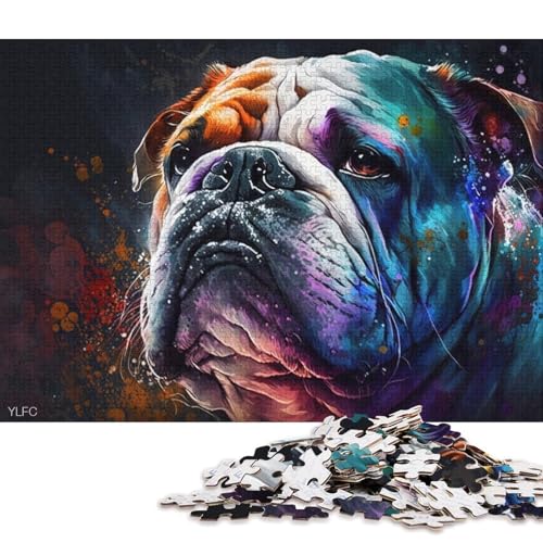 Puzzle Bunte Bulldogge 1000 Teile Puzzle Spielzeug Kartonpuzzle Geeignet für Kinder ab 12 Jahren Tolles Geschenk für Erwachsene 38x26cm von LiJianXXXB