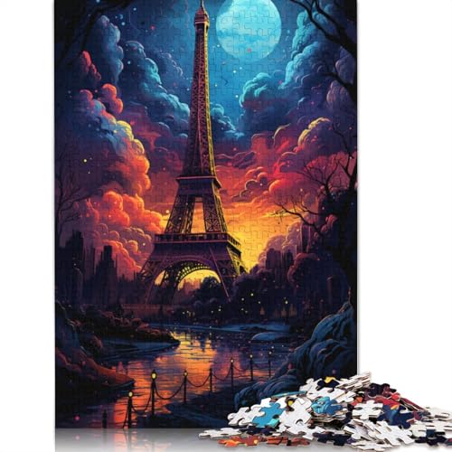 Puzzle Bunter Eiffelturm 1000-teiliges Puzzle Papppuzzle für Erwachsene und Kinder Lernspiel für Erwachsene und Kinder Größe 38 x 26 cm von LiJianXXXB