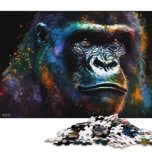 Puzzle Bunter Gorilla 1000 Teile Puzzle Spielzeug Kartonpuzzle Geeignet für Kinder ab 12 Jahren Tolles Geschenk für Erwachsene 38x26cm von LiJianXXXB