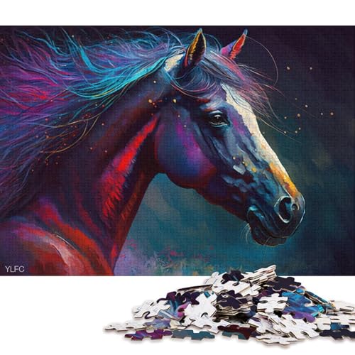 Puzzle Buntes Pferd 1000 Teile Puzzle Spielzeug Kartonpuzzle Geeignet für Kinder ab 12 Jahren Tolles Geschenk für Erwachsene 38x26cm von LiJianXXXB