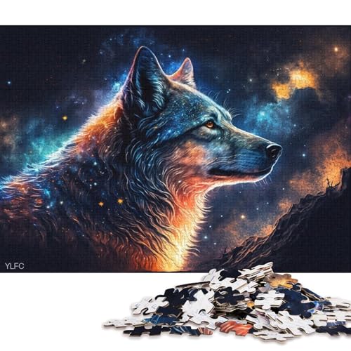 Puzzle Cosmic Galaxy Wolf, Puzzle 1000 Teile für Erwachsene, Holzpuzzle für Erwachsene und Kinder ab 12 Jahren, Weihnachtspuzzlegeschenke (Größe 75 * 50 cm) von LiJianXXXB