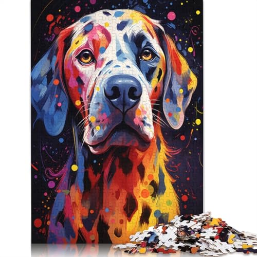 Puzzle Dalmatiner, bunt, psychedelisch, 1000 Teile Puzzle für Erwachsene, Holzpuzzle für Erwachsene und Kinder ab 12 Jahren, lustige Puzzlespiele, Größe 75 x 50 cm von LiJianXXXB