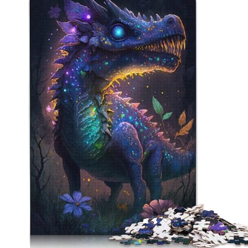 Puzzle Dinosaurier-Blumen-Galaxie, 1000 Teile, Puzzle für Erwachsene, Holzpuzzle für Erwachsene und Kinder ab 12 Jahren, Spielzeug, Denkspiel, Größe: 75 x 50 cm von LiJianXXXB