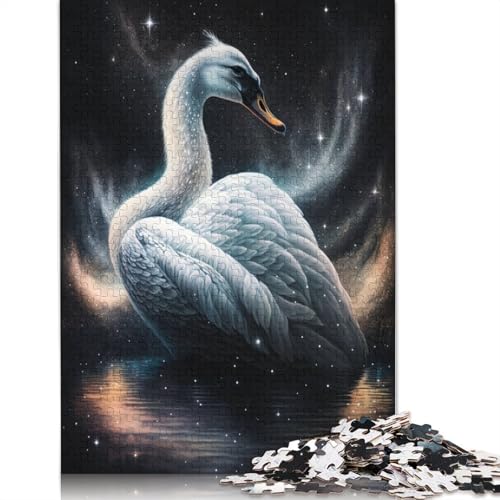 Puzzle Dream Swan 1000-teiliges Puzzle für Erwachsene, Holzpuzzle für Erwachsene und Kinder ab 12 Jahren, Spielzeug, Denkspiel, Größe: 75 x 50 cm von LiJianXXXB