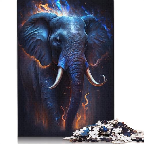 Puzzle Elefant Feuer 1000 Teile Puzzle für Erwachsene Kartonpuzzle für Erwachsene und Kinder ab 12 Jahren Spielzeug Denkspiel Größe: 38x26cm von LiJianXXXB