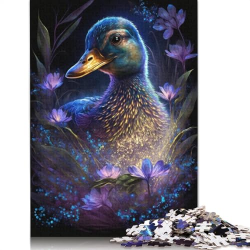 Puzzle Fantasie Ente Blumen 1000 Teile Puzzle für Erwachsene Kartonpuzzle für Erwachsene und Kinder ab 12 Jahren Spielzeug Denkspiel Größe: 38x26cm von LiJianXXXB