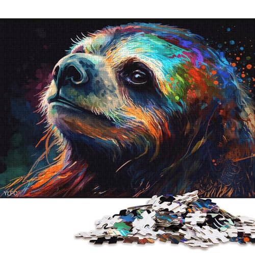 Puzzle Farbiges Faultier 1000 Teile Puzzle Spielzeug Kartonpuzzle Geeignet für Kinder ab 12 Jahren Tolles Geschenk für Erwachsene 38x26cm von LiJianXXXB