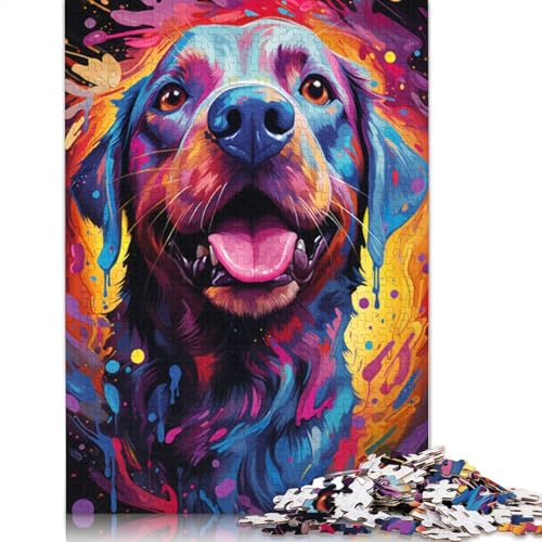 Puzzle Farbmalerei Hund 1000 Teile Puzzle Holzpuzzle für Erwachsene und Kinder ab 12 Jahren Weihnachtspuzzlegeschenke für Frauen Größe 75x50cm von LiJianXXXB