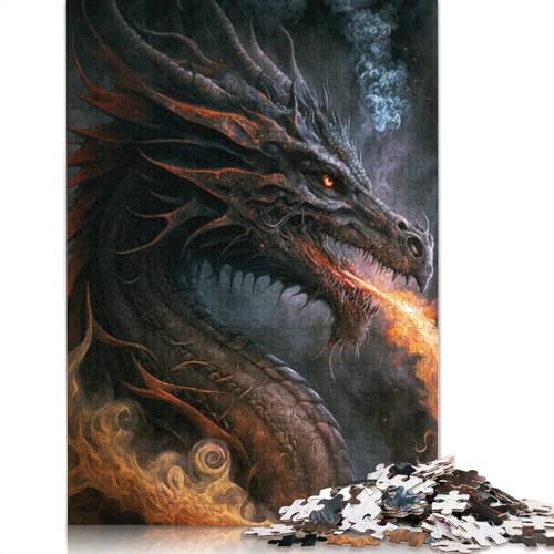 Puzzle Feuerspeiender Drache, 1000-teiliges Puzzle, Holzpuzzle für Erwachsene und Kinder ab 12 Jahren, Spaß für die ganze Familie, Puzzle 75 x 50 cm von LiJianXXXB