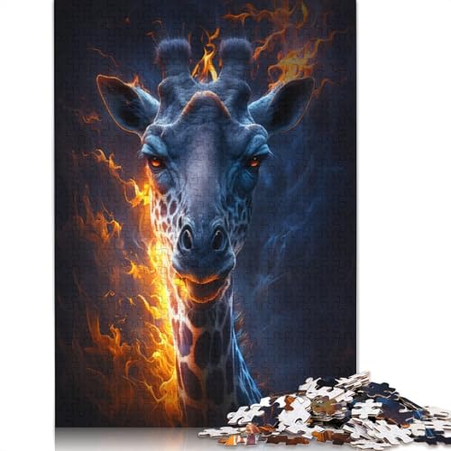 Puzzle Feuertier-Giraffe, 1000 Teile, Puzzle für Erwachsene, Papppuzzle für Erwachsene und Kinder ab 12 Jahren, Spielzeug, Denkspiel, Größe: 38 x 26 cm von LiJianXXXB