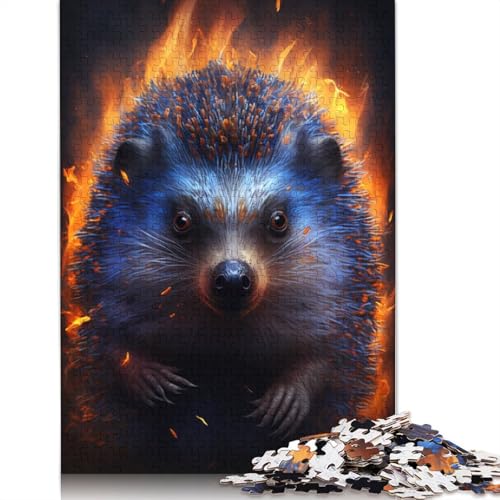 Puzzle Feuertier-Igel, 1000 Teile, Puzzle für Erwachsene, Holzpuzzle für Erwachsene und Kinder ab 12 Jahren, Spielzeug, Denkspiel, Größe: 75 x 50 cm von LiJianXXXB