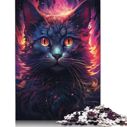 Puzzle Future Bunte psychedelische Katze, 1000-teiliges Puzzle für Erwachsene, Papppuzzle für Erwachsene und Kinder ab 12 Jahren, lustige Puzzlespiele, Größe 38 x 26 cm von LiJianXXXB