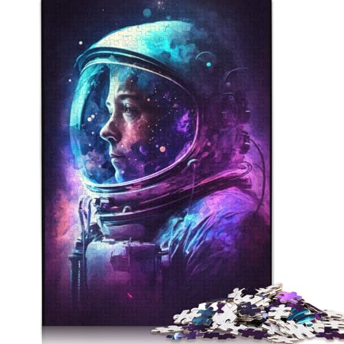 Puzzle Galaxy Astronaut 1000-teiliges Puzzle für Erwachsene, Holzpuzzle für Erwachsene und Kinder ab 12 Jahren, Spielzeug, Denkspiel, Größe: 75 x 50 cm von LiJianXXXB