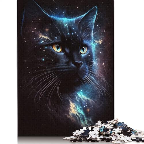 Puzzle Galaxy Black Cat, 1000-teiliges Puzzle für Erwachsene, Holzpuzzle für Erwachsene und Kinder ab 12 Jahren, Spielzeug, Denkspiel, Größe: 75 x 50 cm von LiJianXXXB