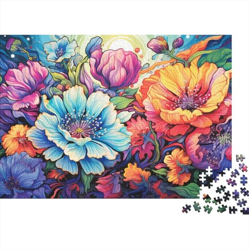 Puzzle-Geschenke für Erwachsene, schöne Bunte Blumen, Puzzles für Erwachsene, 1000 Holzpuzzles für Teenager und Erwachsene, tolles Geschenk für Erwachsene, 50 x 75 cm von LiJianXXXB