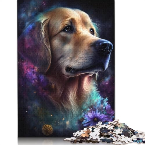 Puzzle Golden Retriever Blume 1000 Teile Puzzle für Erwachsene Holzpuzzle für Erwachsene und Kinder ab 12 Jahren Spielzeug Denkspiel Größe: 75x50cm von LiJianXXXB