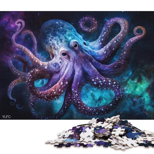 Puzzle Kosmisches Tier, Oktopus, 1000 Teile, Holzpuzzle für Erwachsene und Kinder ab 12 Jahren, schwierig und herausfordernd (Größe 75 * 50 cm) von LiJianXXXB