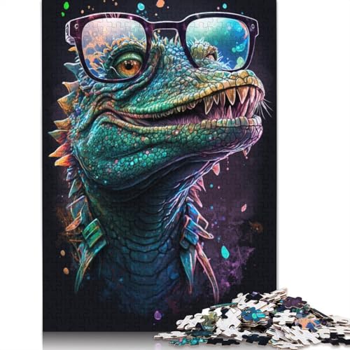 Puzzle Krokodil mit Brille, 1000 Teile, Puzzle für Erwachsene, Holzpuzzle für Erwachsene und Kinder ab 12 Jahren, Spielzeug, Denkspiel, Größe: 75 x 50 cm von LiJianXXXB