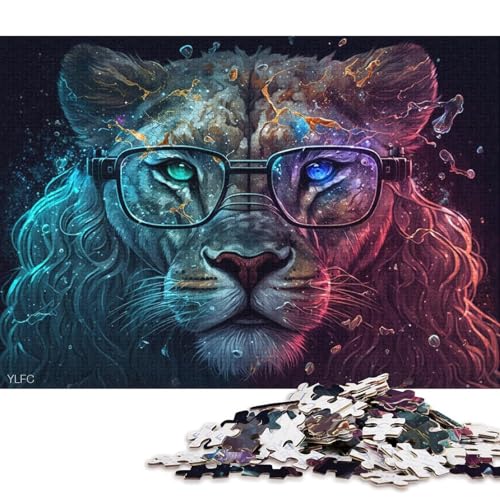 Puzzle Löwin mit Brille, 1000 Teile, Kartonpuzzle für Erwachsene und Kinder, Entspannungspuzzlespiele (Größe 38 * 26 cm) von LiJianXXXB