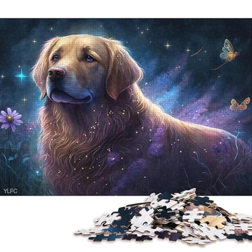 Puzzle Magic Golden Retriever 1000 Teile Puzzle Spielzeug Kartonpuzzle Geeignet für Kinder ab 12 Jahren Tolles Geschenk für Erwachsene 38x26cm von LiJianXXXB