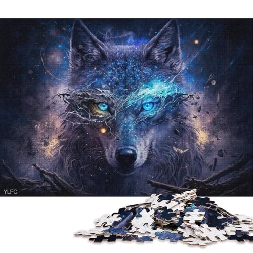 Puzzle Magic Wolf Warrior, 1000 Teile Puzzle für Erwachsene, Holzpuzzle für Erwachsene und Kinder ab 12 Jahren, Weihnachtspuzzlegeschenke (Größe 75 * 50 cm) von LiJianXXXB